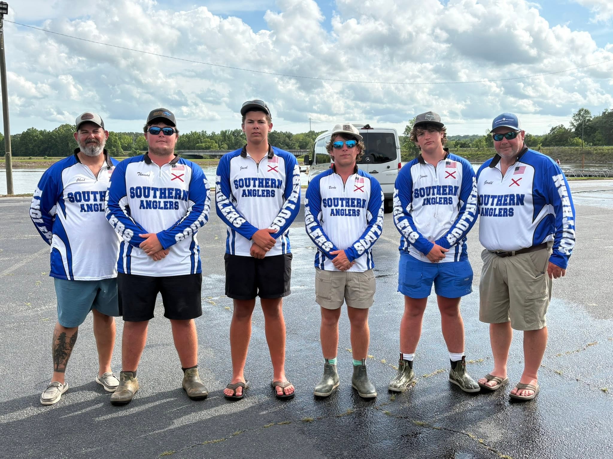 fishing team with coaches